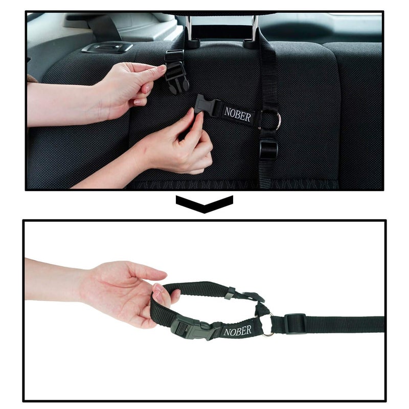 NOBER Pet Dog Cat Seat Belts, Car Headrest Restraint Adjustable Safety Leads Vehicle Seatbelt Harness 1 Pack - Image 4